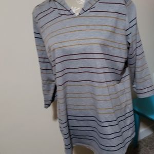 Christopher & Banks striped hoodie 3/4 sleeve shir